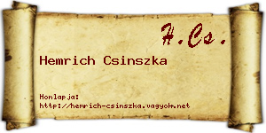 Hemrich Csinszka névjegykártya